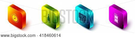 Set Isometric Compass, Bullet, Military Headquarters And Hand Smoke Grenade Icon. Vector