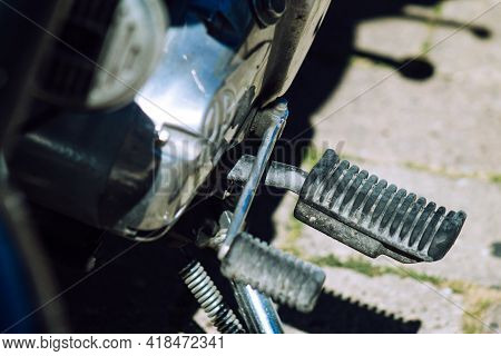 Reims France April 26, 2021 Royal Enfield 500cc Motorcycle Parked In The Streets Of Reims