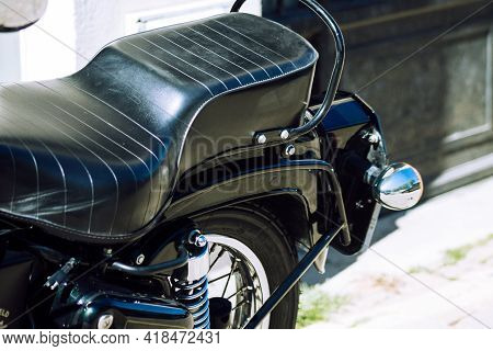 Reims France April 26, 2021 Royal Enfield 500cc Motorcycle Parked In The Streets Of Reims