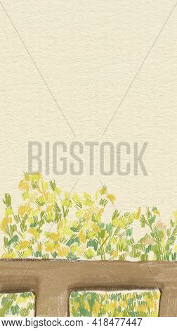 Green bushes mobile wallpaper color pencil illustration