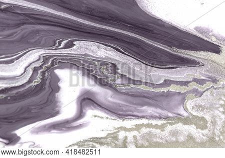 Light Grey Marble Texture. Liqued Ink Background.