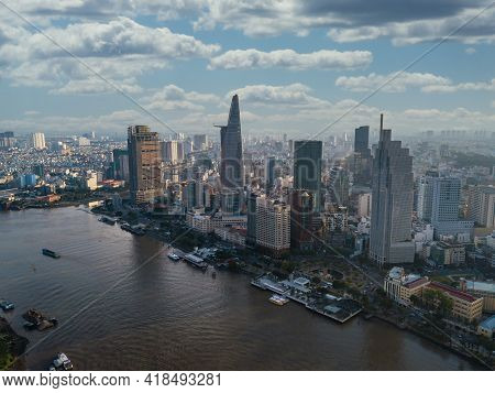 Downtown Cityscape Of Ho Chi Minh City Under Beautiful Morning Sky