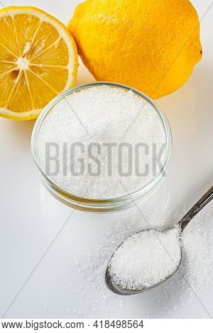 Citric Acid On A White Acrylic Background
