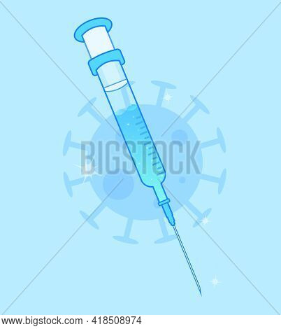 Illustration Of Blue Dreamy Syringe With Gradient Magic Liquid
