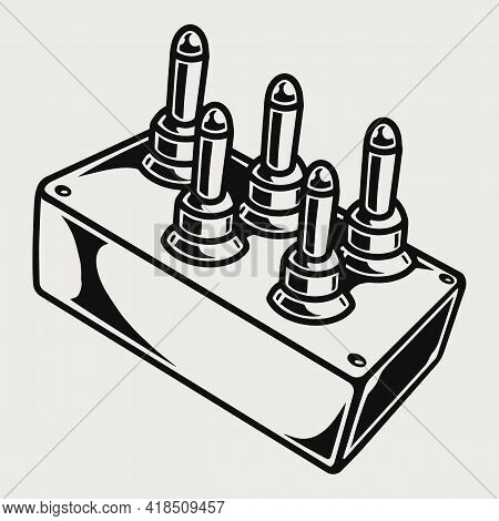 Remote Control Of Lowrider Car Suspension In Vintage Monochrome Style Isolated Vector Illustration