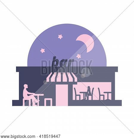 Romantic Date At Bar Flat Style Colorful Illustration Isolatad On White Background