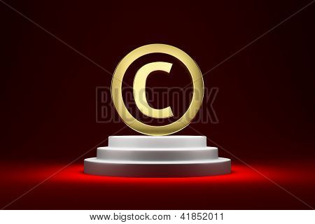 Simbolo di copyright sul podio