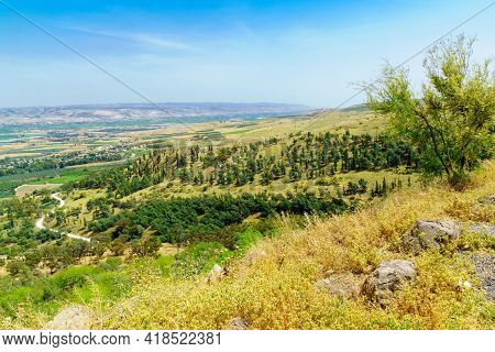 View Of The Landscape Of The Lower Jordan River Valley. Northern Israel