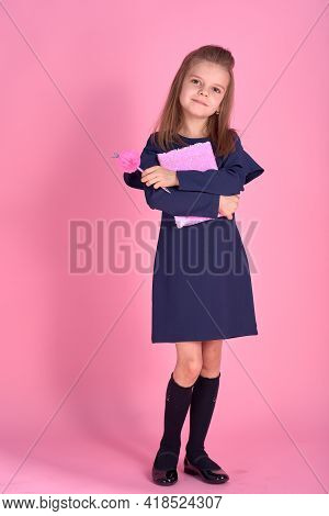 Back To School Concept Half Turned Photo Portrait Of Lovely Conf