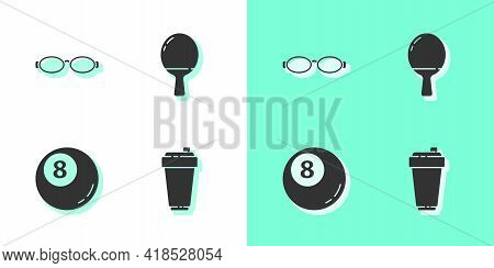 Set Fitness Shaker, Glasses For Swimming, Billiard Pool Snooker Ball And Racket Playing Table Tennis