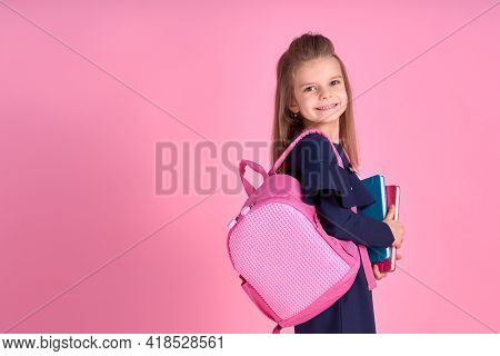 Back To School Concept Half Turned Photo Portrait Of Lovely Conf