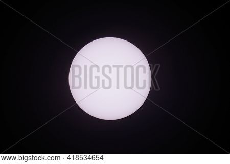 Detailed Close Up Telephoto Of The Sun In The Sky Taken Using A Super Telephoto Lens. Shoot From Eas