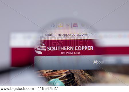 New York, Usa - 26 April 2021: Southern Copper Corporation Logo Close-up On Website Page, Illustrati