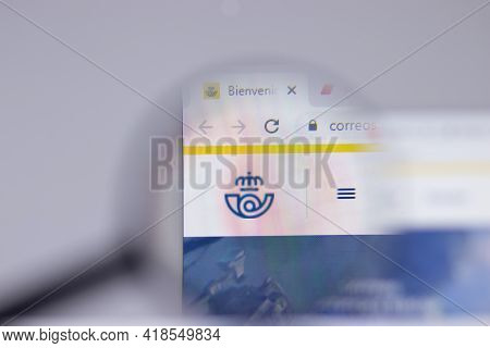 New York, Usa - 26 April 2021: Correos Logo Close-up On Website Page, Illustrative Editorial
