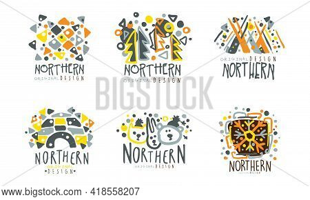 Northern Logo Original Design Template With Fancy Shapes Vector Set