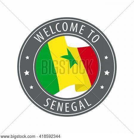 Welcome To Senegal. Gray Stamp With A Waving Country Flag. Collection Of Welcome Icons.