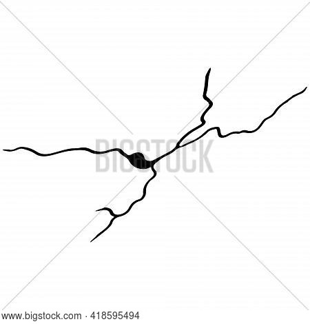 Kintsugi Crack. Earthquake And Ground Cracks, Hole Effect, Craquelure And Damaged Texture. Vector Il