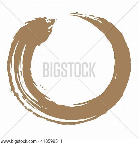 Circle Enso Zen Brush Vector Illustration Earth Brown Color Design