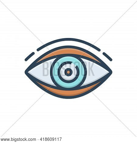 Color Illustration Icon For Vision See View  Look Sight Watch Eyesight Dristi Peep