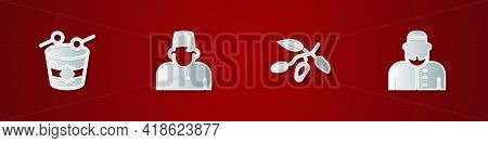 Set Ramadan Drum, Muslim Man, Date Fruit And Icon. Vector