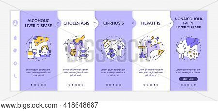 Hepatic Impairment Types Onboarding Vector Template. Responsive Mobile Website With Icons. Web Page 