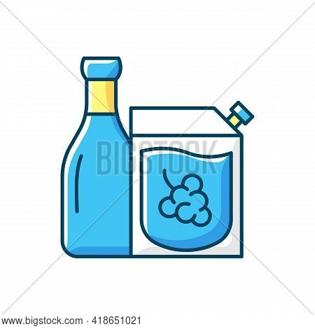 Wine To Go Rgb Color Icon. Alcohol Ordering. Red And White Wine. Moderate Drinking. Alcoholic Bevera