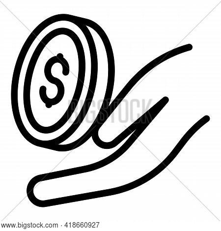 Compensation Coins Icon. Outline Compensation Coins Vector Icon For Web Design Isolated On White Bac