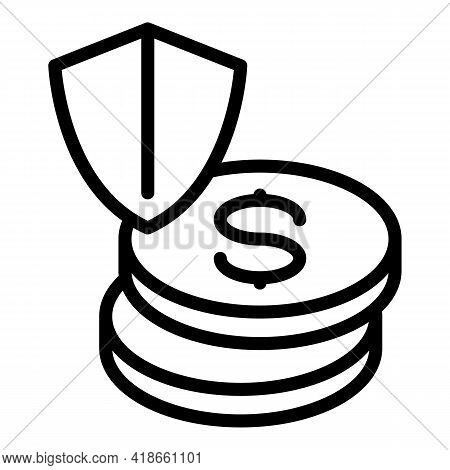 Secured Compensation Icon. Outline Secured Compensation Vector Icon For Web Design Isolated On White