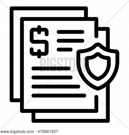 Liability Money Paper Icon. Outline Liability Money Paper Vector Icon For Web Design Isolated On Whi
