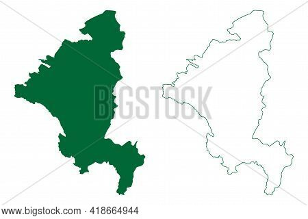 Idukki District (kerala State, Republic Of India) Map Vector Illustration, Scribble Sketch Idukki Ma