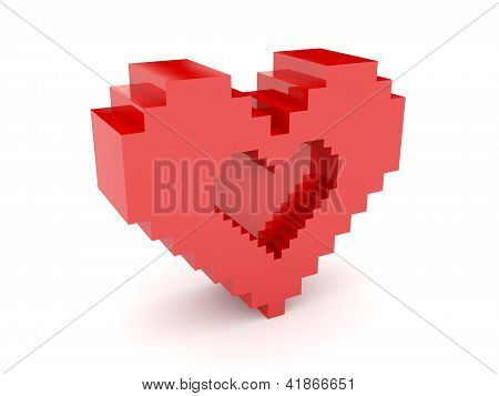 3D kalp. Kalp simgesi eller içinde. Konsept illüstrasyon.