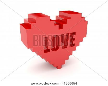 3D kalp. Metin aşk eller içinde. Konsept illüstrasyon.