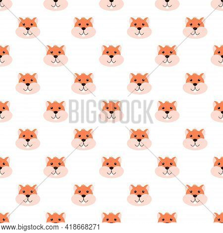 Seamless Pattern With Hamsters Is On A White Background. Illustration For A Cover, A Poster Or A Tex
