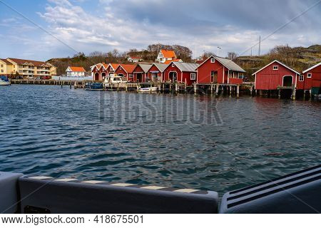April 17, 2021 - Hamburgsund, Sweden: A Picturesque Fishing Village On The Swedish West Coast. Tradi