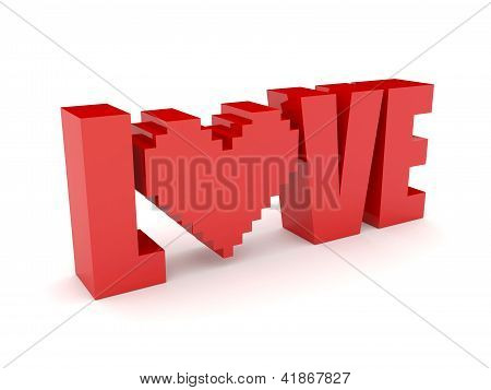 3D metin sevgi ve kalp. Konsept illüstrasyon