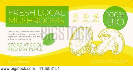 Fresh Local Vegetables Label Template. Abstract Vector Horiontal Packaging Design Layout. Modern Typ