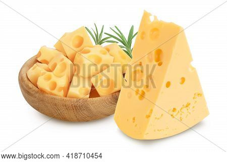 Piece Of Cheese Isolated On White Background With Clipping Path And Full Depth Of Field