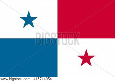 Panama Flag Vector Isolated On Transparent Background. It Is Also Known As Bandera De Panama.