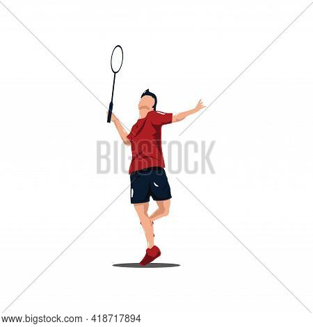 Sport Man Badminton Player Smashing The Ball - Badminton Athlete Are Playing Attack With Smashing Sh