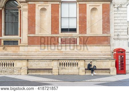 July 2020. London. People By The Victoria And Albert Or V And A Museum, London, England