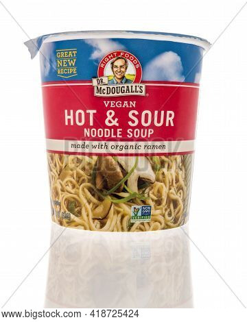 Winneconne, Wi - 22 April 2021:  A Package Of Dr Mcdougalls Vegan Hot And Sour Noodle Soup On An Iso