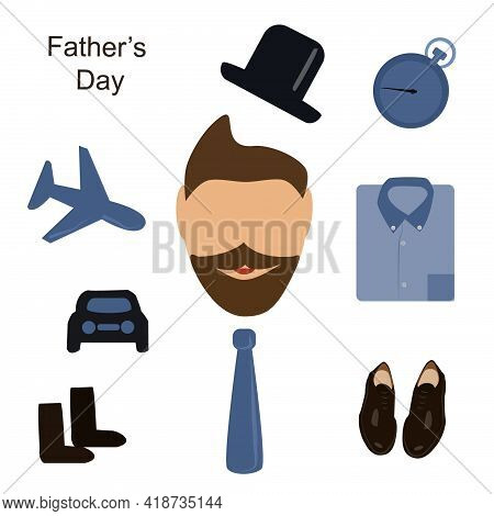 Father's Day Set Of Mens Accessories, Tie Shoes Watch Hat Shirt Plane Machine