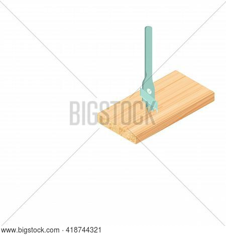Wood Drill Icon. Isometric Illustration Of Wood Drill Vector Icon For Web
