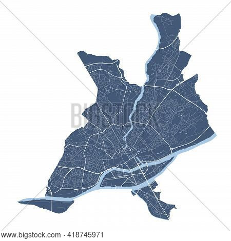 Nantes Map. Detailed Vector Map Of Nantes City Administrative Area. Cityscape Poster Metropolitan Ar