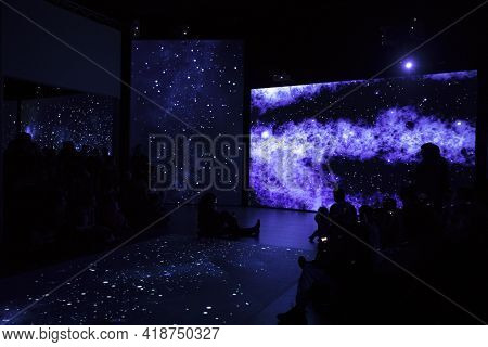 Lugano / Switzerland - December 21, 2019: Multimedia Exhibition By Vincent Van Gogh, Lugano, Switzer