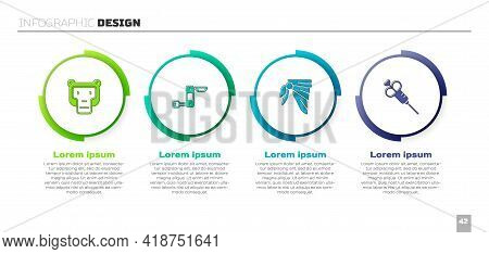 Set Monkey, Swiss Army Knife, Bandana Or Biker Scarf And Syringe. Business Infographic Template. Vec