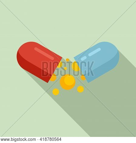 Digestion Capsule Icon. Flat Illustration Of Digestion Capsule Vector Icon For Web Design