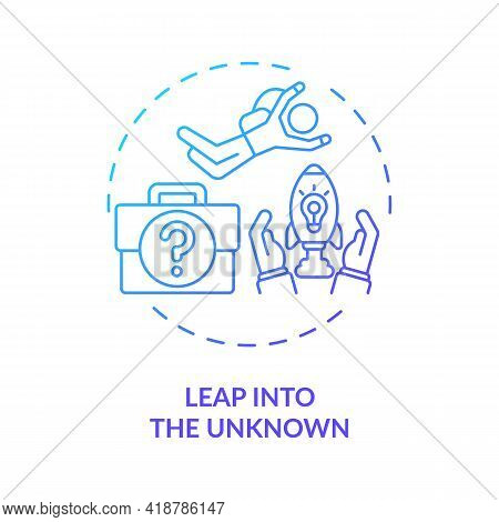 Leap Into The Unknown Concept Icon. Voluntarily Leap To New Career, Location Idea Thin Line Illustra