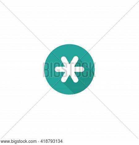 White Asterisk Footnote With Shadow In Blue Circle Icon. Asterisk Sign. Flat Icon Of Asterisk Isolat