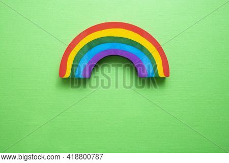 Abstract Ainbow Object Over Colorful Background With Copy Space, Template, Top View